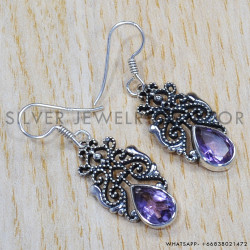 Amethyst 925 Sterling Silver Earrings (SJWE-371)