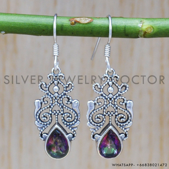 Mystic Topaz 925 Sterling Silver Earrings (SJWE-372) Mystic Topaz 925 Sterling Silver Earrings (SJWE-372)