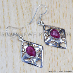 Ruby 925 Sterling Silver Earrings (SJWE-378) Ruby 925 Sterling Silver Earrings (SJWE-378)