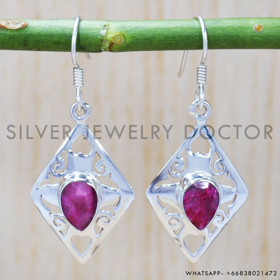Ruby 925 Sterling Silver Earrings (SJWE-378) Ruby 925 Sterling Silver Earrings (SJWE-378)