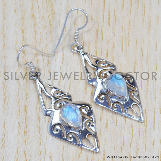 Rainbow Moonstone 925 Sterling Silver Earrings (SJWE-380) Rainbow Moonstone 925 Sterling Silver Earrings (SJWE-380)