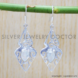 Rainbow Moonstone 925 Sterling Silver Earrings (SJWE-380)