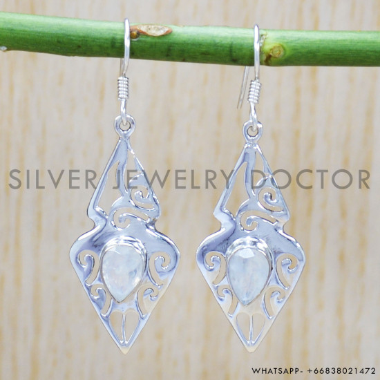 Rainbow Moonstone 925 Sterling Silver Earrings (SJWE-380) Rainbow Moonstone 925 Sterling Silver Earrings (SJWE-380)