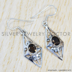 Smoky Quartz 925 Sterling Silver Earrings (SJWE-381) Smoky Quartz 925 Sterling Silver Earrings (SJWE-381)