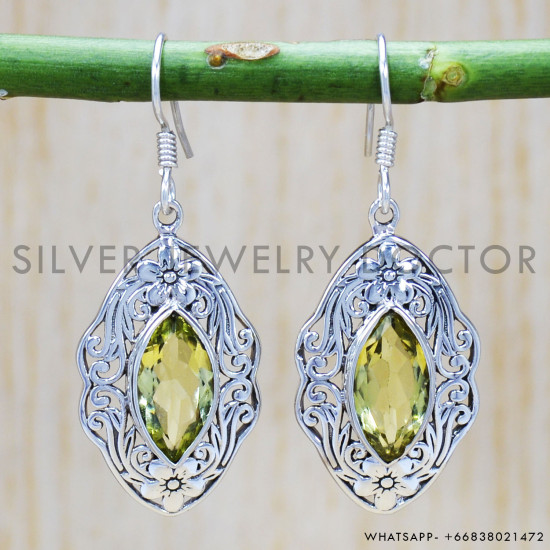 Peridot 925 Sterling Silver Earrings (SJWE-382) Peridot 925 Sterling Silver Earrings (SJWE-382)