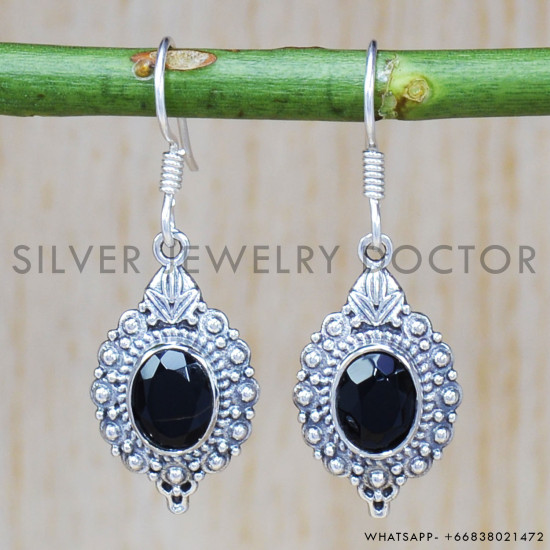 Black Onyx 925 Sterling Silver Earrings (SJWE-386) Black Onyx 925 Sterling Silver Earrings (SJWE-386)