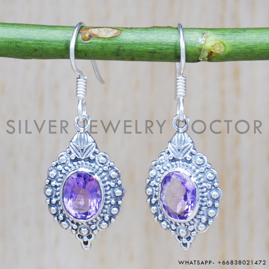 Amethyst 925 Sterling Silver Earrings (SJWE-388) Amethyst 925 Sterling Silver Earrings (SJWE-388)