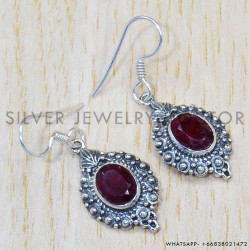 Ruby 925 Sterling Silver Earrings (SJWE-391)