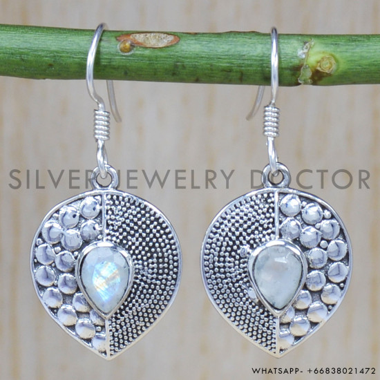 Rainbow Moonstone 925 Sterling Silver Earrings (SJWE-395) Rainbow Moonstone 925 Sterling Silver Earrings (SJWE-395)