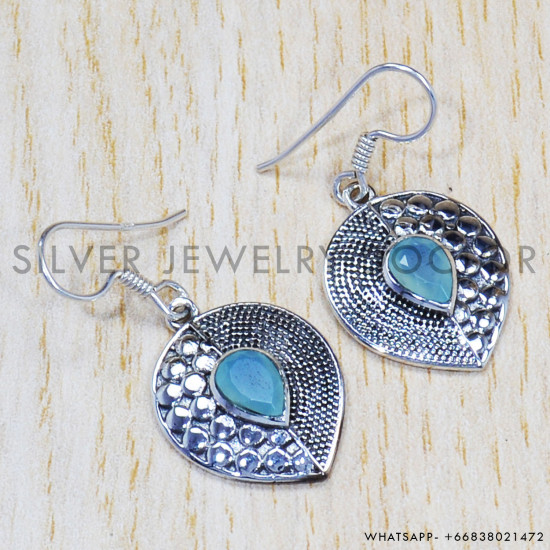 Chalcedony 925 Sterling Silver Earrings (SJWE-399) Chalcedony 925 Sterling Silver Earrings (SJWE-399)