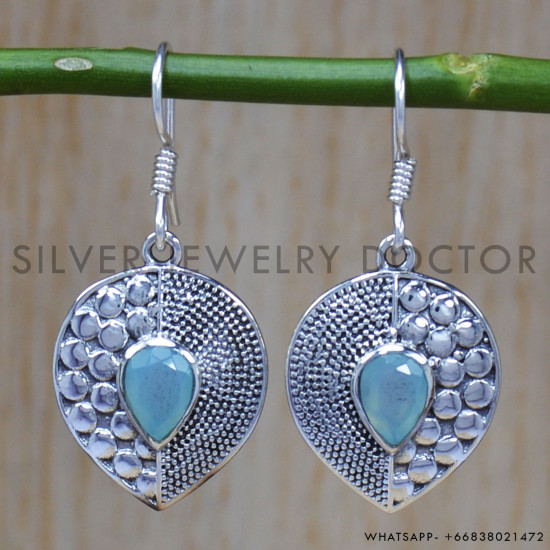 Chalcedony 925 Sterling Silver Earrings (SJWE-399) Chalcedony 925 Sterling Silver Earrings (SJWE-399)