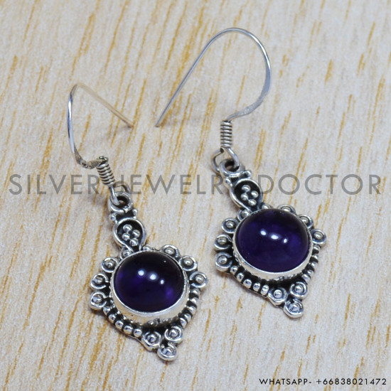 Amethyst 925 Sterling Silver Earrings (SJWE-4)
