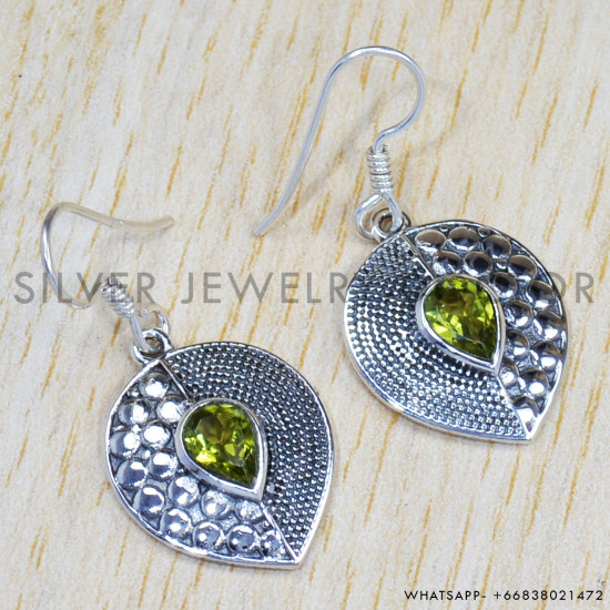 Peridot 925 Sterling Silver Earrings (SJWE-401) Peridot 925 Sterling Silver Earrings (SJWE-401)