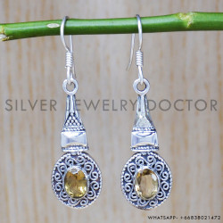 Citrine 925 Sterling Silver Earrings (SJWE-405)