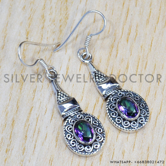 Mystic Topaz 925 Sterling Silver Earrings (SJWE-407) Mystic Topaz 925 Sterling Silver Earrings (SJWE-407)