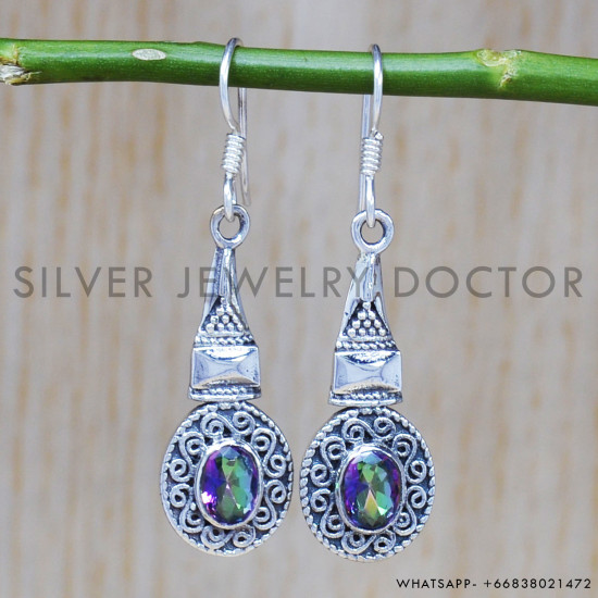 Mystic Topaz 925 Sterling Silver Earrings (SJWE-407) Mystic Topaz 925 Sterling Silver Earrings (SJWE-407)
