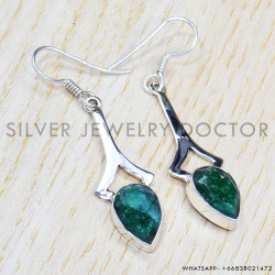 Emerald 925 Sterling Silver Earrings (SJWE-411)
