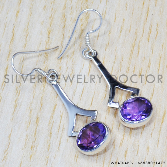 Amethyst 925 Sterling Silver Earrings (SJWE-412) Amethyst 925 Sterling Silver Earrings (SJWE-412)