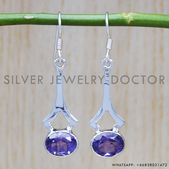 Amethyst 925 Sterling Silver Earrings (SJWE-412) Amethyst 925 Sterling Silver Earrings (SJWE-412)
