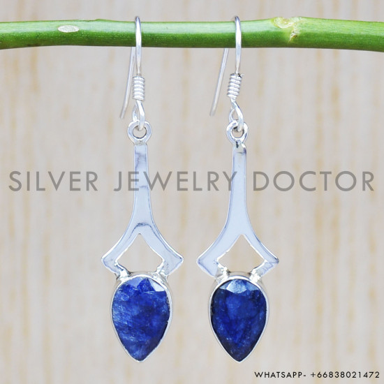 Sapphire 925 Sterling Silver Earrings (SJWE-413) Sapphire 925 Sterling Silver Earrings (SJWE-413)