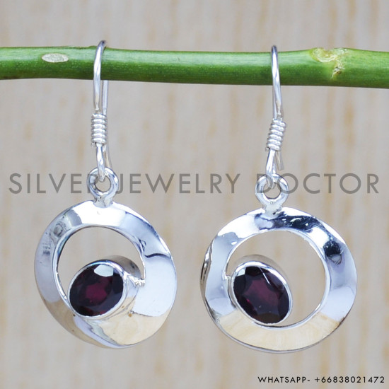 Garnet 925 Sterling Silver Earrings (SJWE-415) Garnet 925 Sterling Silver Earrings (SJWE-415)