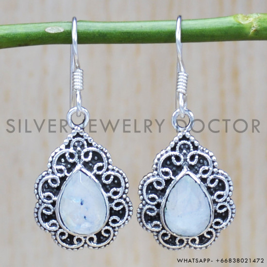 Rainbow Moonstone 925 Sterling Silver Earrings (SJWE-417) Rainbow Moonstone 925 Sterling Silver Earrings (SJWE-417)