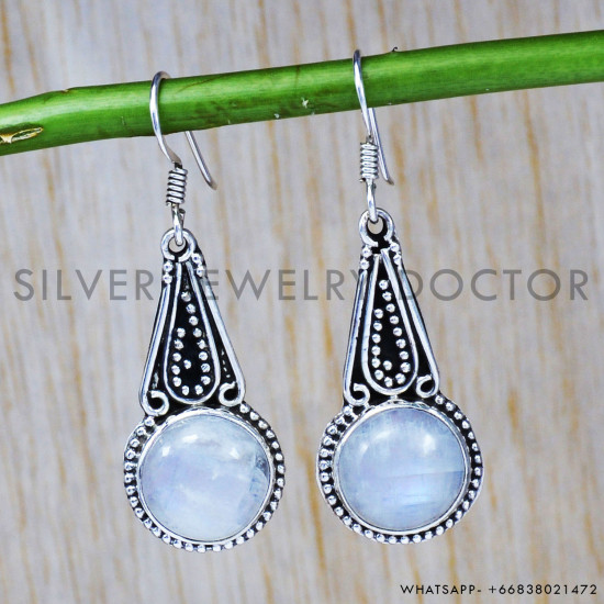 Rainbow Moonstone 925 Sterling Silver Earrings (SJWE-42) Rainbow Moonstone 925 Sterling Silver Earrings (SJWE-42)