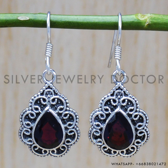 Garnet 925 Sterling Silver Earrings (SJWE-420) Garnet 925 Sterling Silver Earrings (SJWE-420)