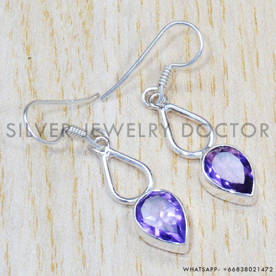 Amethyst 925 Sterling Silver Earrings (SJWE-429) Amethyst 925 Sterling Silver Earrings (SJWE-429)