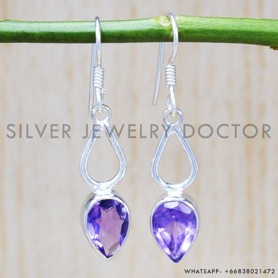 Amethyst 925 Sterling Silver Earrings (SJWE-429) Amethyst 925 Sterling Silver Earrings (SJWE-429)