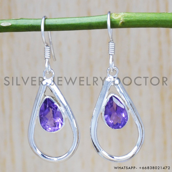 Amethyst 925 Sterling Silver Earrings (SJWE-430) Amethyst 925 Sterling Silver Earrings (SJWE-430)