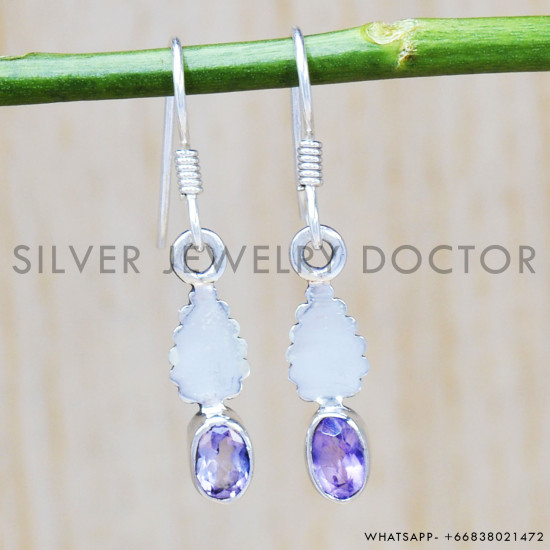 Amethyst 925 Sterling Silver Earrings (SJWE-433) Amethyst 925 Sterling Silver Earrings (SJWE-433)