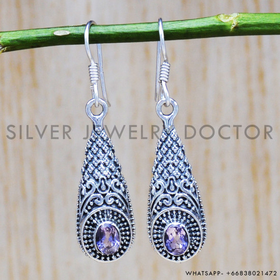Amethyst 925 Sterling Silver Earrings (SJWE-435) Amethyst 925 Sterling Silver Earrings (SJWE-435)