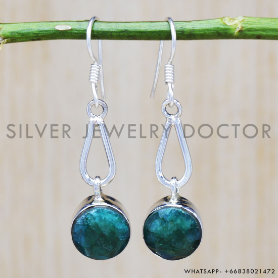 Emerald 925 Sterling Silver Earrings (SJWE-445) Emerald 925 Sterling Silver Earrings (SJWE-445)