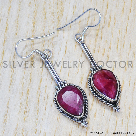 Ruby 925 Sterling Silver Earrings (SJWE-449) Ruby 925 Sterling Silver Earrings (SJWE-449)