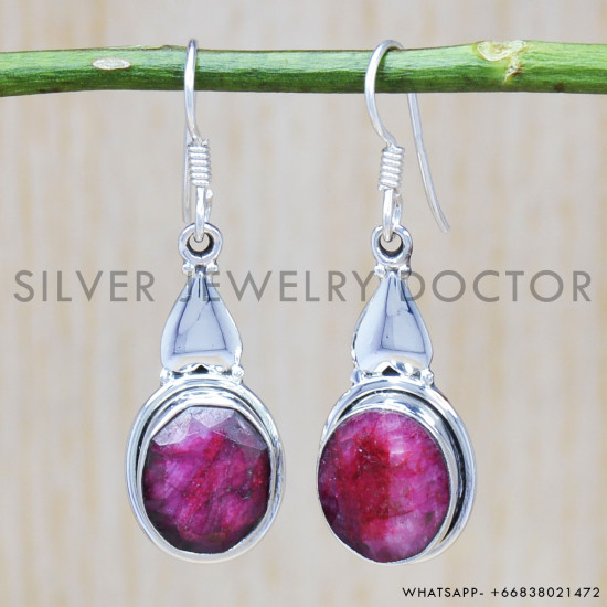 Ruby 925 Sterling Silver Earrings (SJWE-451) Ruby 925 Sterling Silver Earrings (SJWE-451)