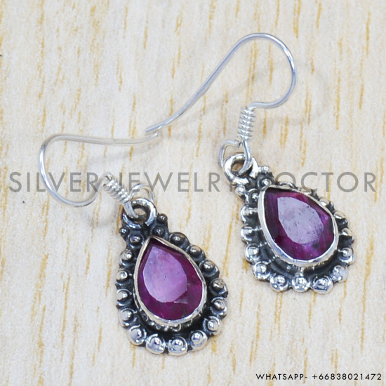 Ruby 925 Sterling Silver Earrings (SJWE-452) Ruby 925 Sterling Silver Earrings (SJWE-452)