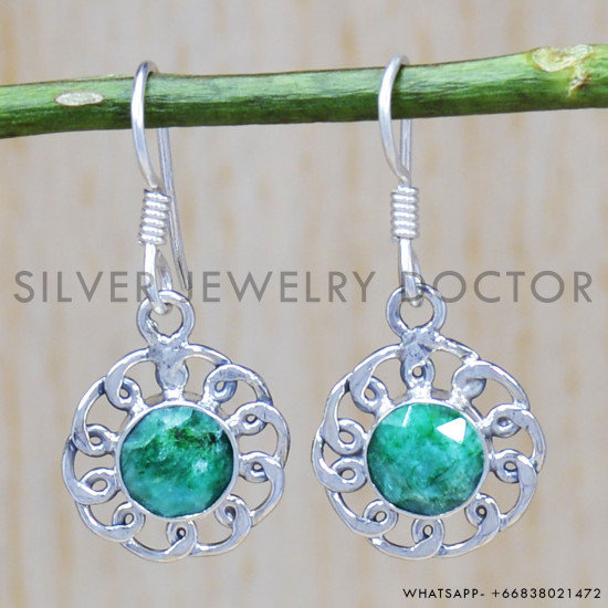 Emerald 925 Sterling Silver Earrings (SJWE-456) Emerald 925 Sterling Silver Earrings (SJWE-456)