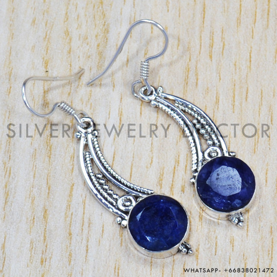 Sapphire 925 Sterling Silver Earrings (SJWE-460) Sapphire 925 Sterling Silver Earrings (SJWE-460)