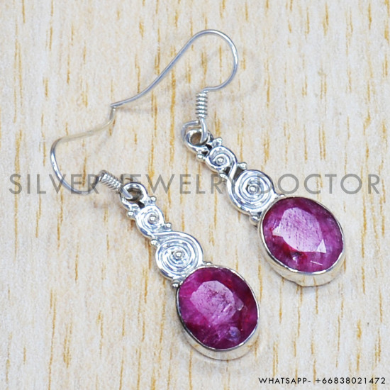 Ruby 925 Sterling Silver Earrings (SJWE-467)