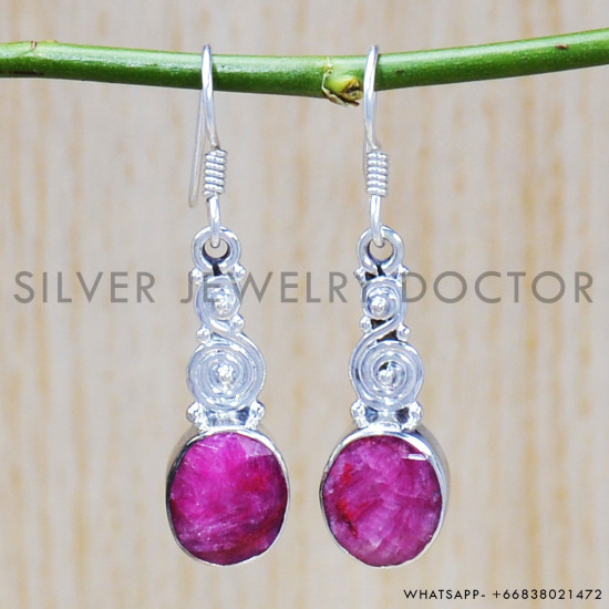 Ruby 925 Sterling Silver Earrings (SJWE-467)