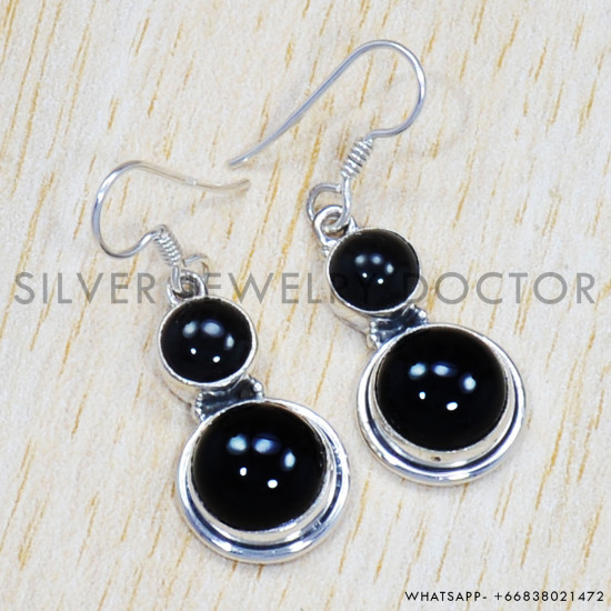 Black Onyx 925 Sterling Silver Earrings (SJWE-468) Black Onyx 925 Sterling Silver Earrings (SJWE-468)