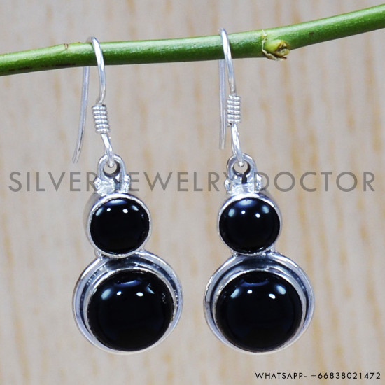 Black Onyx 925 Sterling Silver Earrings (SJWE-468) Black Onyx 925 Sterling Silver Earrings (SJWE-468)