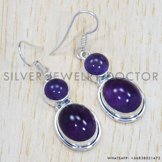 Pure 925 Sterling Silver Jewelry Amethyst Gemstone Wholesale Earrings SJWE-470 Pure 925 Sterling Silver Jewelry Amethyst Gemstone Wholesale Earrings SJWE-470