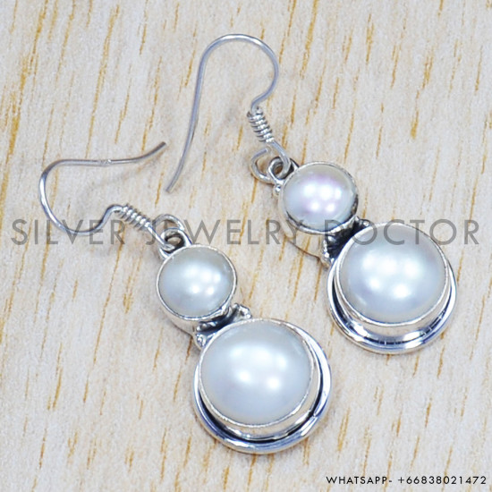 Pearl 925 Sterling Silver Earrings (SJWE-473) Pearl 925 Sterling Silver Earrings (SJWE-473)