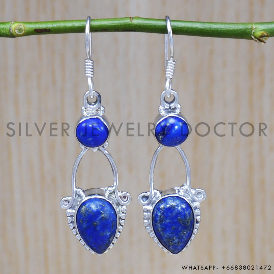 Lapis Lazuli 925 Sterling Silver Earrings (SJWE-474) Lapis Lazuli 925 Sterling Silver Earrings (SJWE-474)