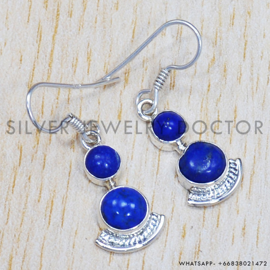 Lapis Lazuli 925 Sterling Silver Earrings (SJWE-476) Lapis Lazuli 925 Sterling Silver Earrings (SJWE-476)