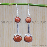 Beautiful Red Sunstone 925 Sterling Silver Unique Jewelry Earrings SJWE-477