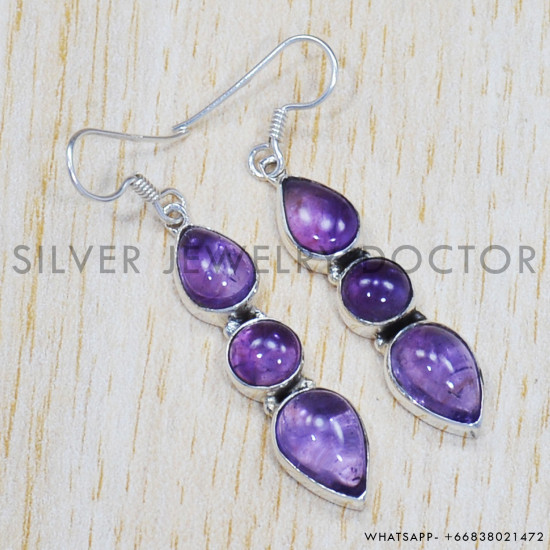Amethyst 925 Sterling Silver Earrings (SJWE-478) Amethyst 925 Sterling Silver Earrings (SJWE-478)