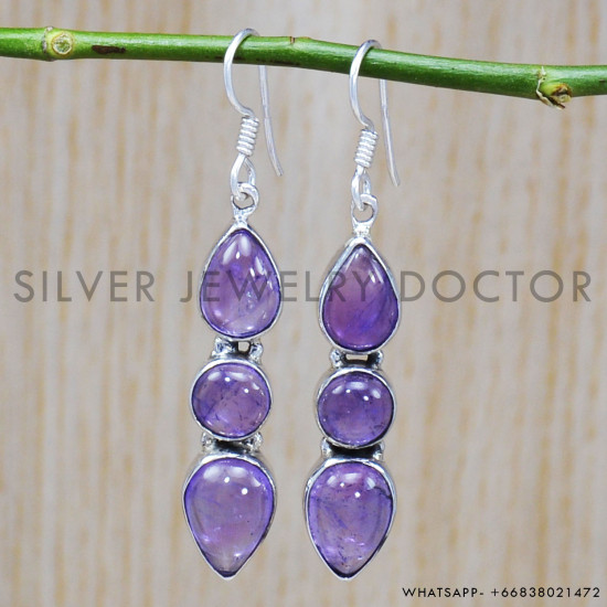 Amethyst 925 Sterling Silver Earrings (SJWE-478) Amethyst 925 Sterling Silver Earrings (SJWE-478)